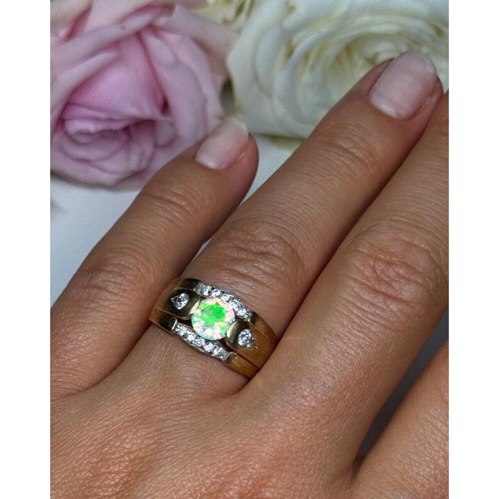 925 STERLING SILVER GOLD PLATED CZ RING SIZE 7